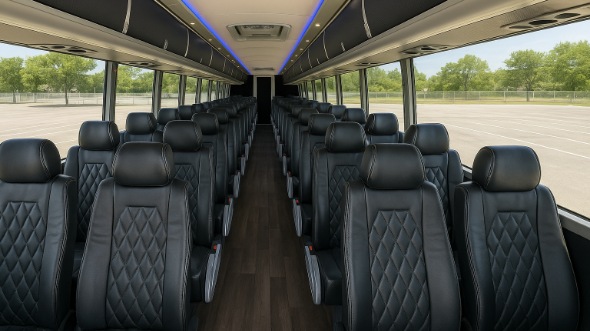 huntersville 55 passenger charter bus inside